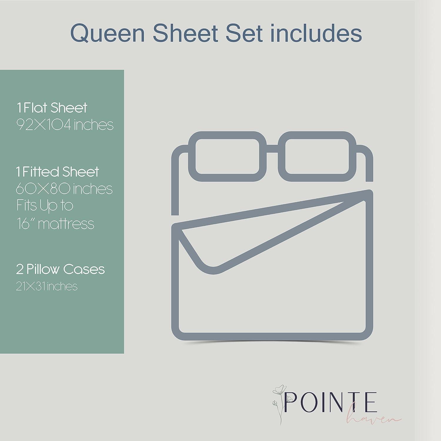 Pointehaven Heavy Weight 100% Cotton Printed or Solid 170 GSM Flannel Sheet Set