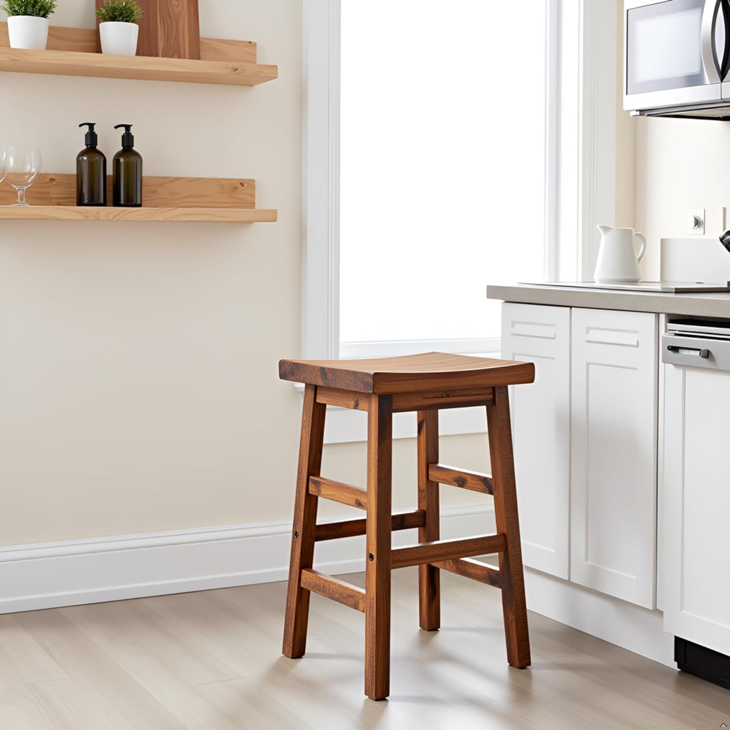 26" Durango Industrial Wood Counter Height Barstool Dark Brown - Alaterre Furniture