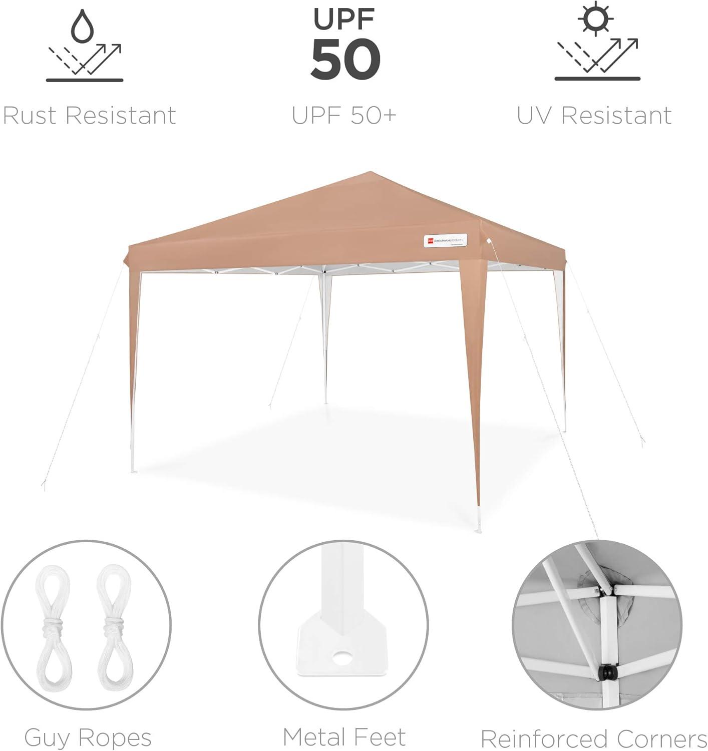 Best Choice Products 10x10ft Pop Up Canopy Outdoor Portable Adjustable Instant Gazebo Tent w/ Carrying Bag - Tan