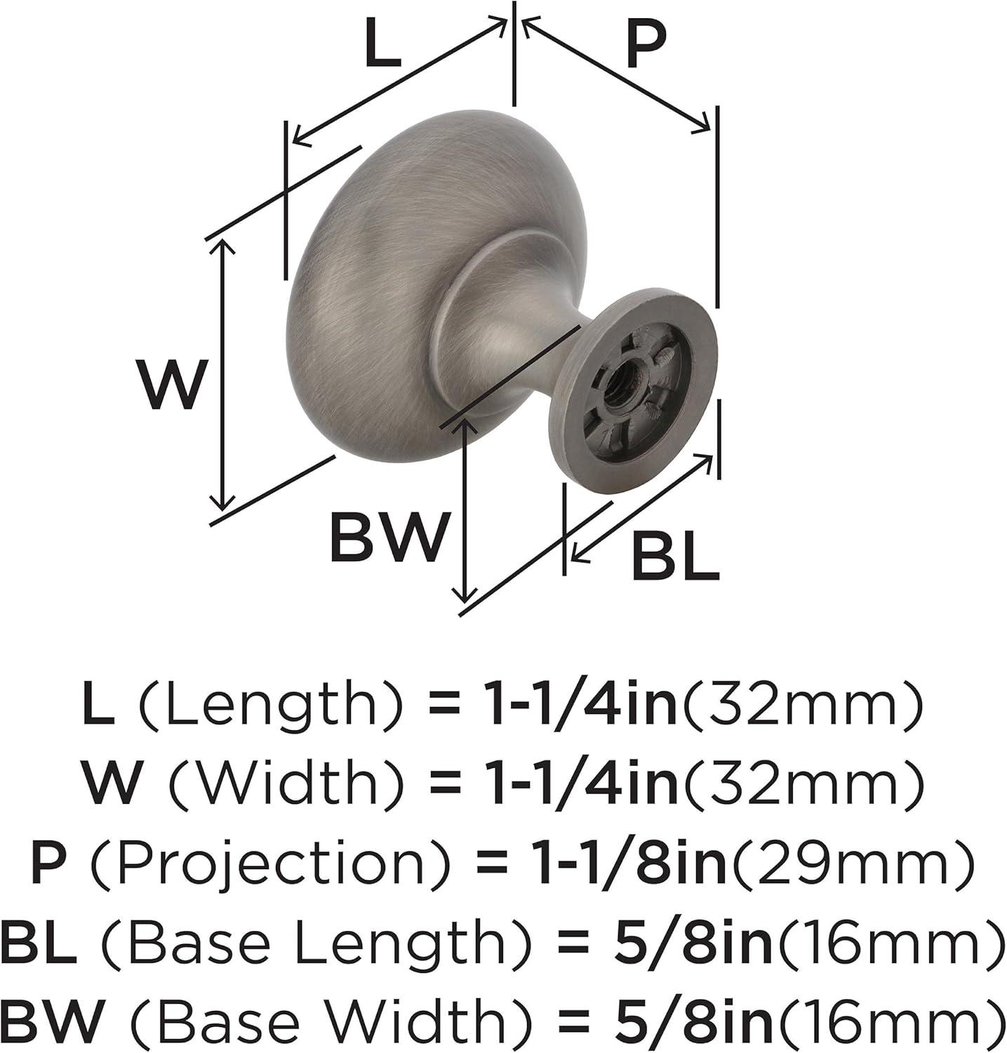 Amerock Edona 1-1/4 inch (32mm) Diameter Antique Silver Cabinet Knob