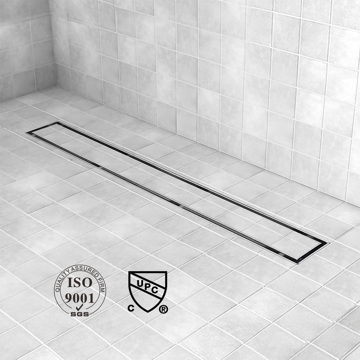 Linear Shower Drain, Shower Drain 24 Inch or 32 Inch with Removable Grate Cover