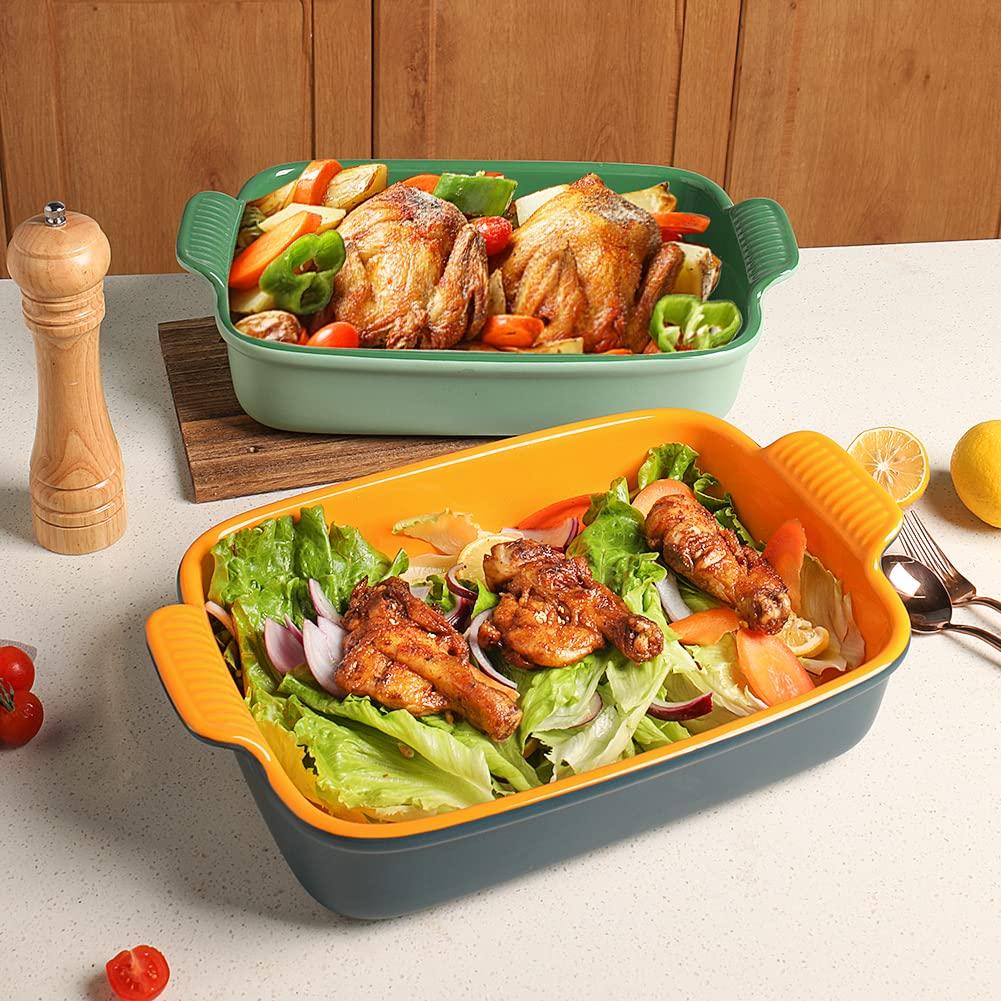 Sweejar Porcelain Baking Dish, Rectangular Bakeware Lasagna Pan, Casserole Dish for Daily Use, 13*9.6 inch ,Red