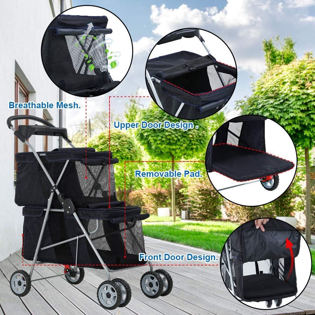 Bestpet Pet Stroller Carriers Bag Jogger Stroller for Dogs and Cats, Small and Medium (Black)