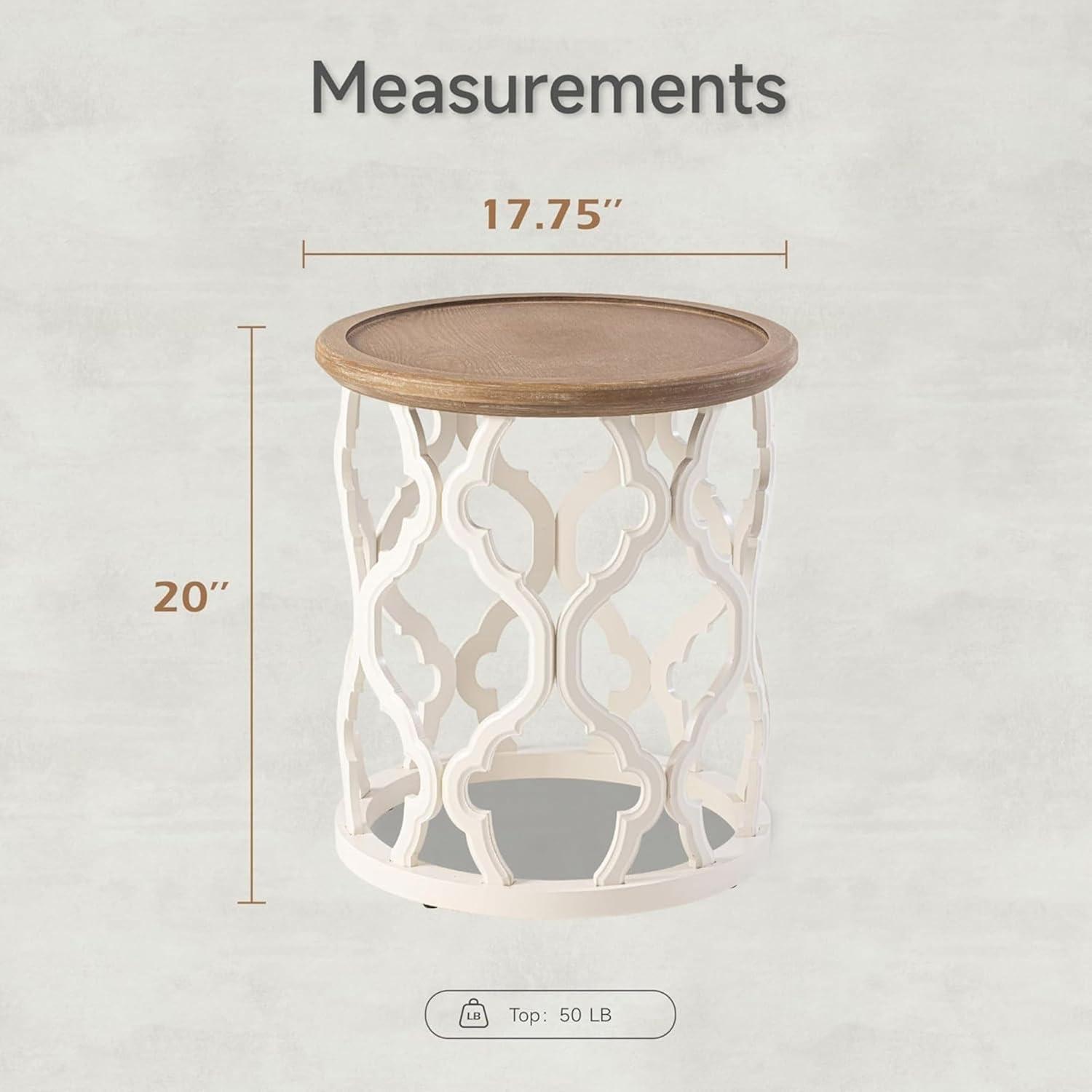 COZAYH Rustic Coffee Table, Distressed Wood Top Table with Curved Motif Frame Base for Boho, Farmhouse Decor, Round