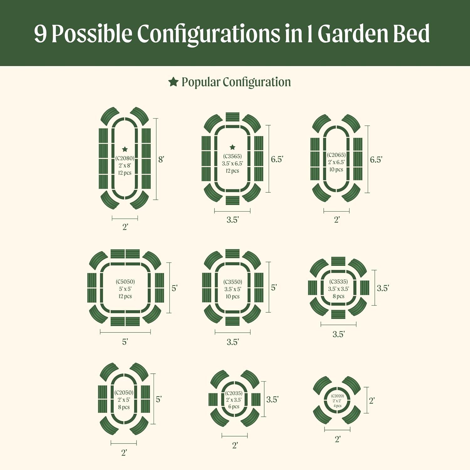 17" Tall 9 In 1 Modular Metal Outdoor Raised Garden Bed