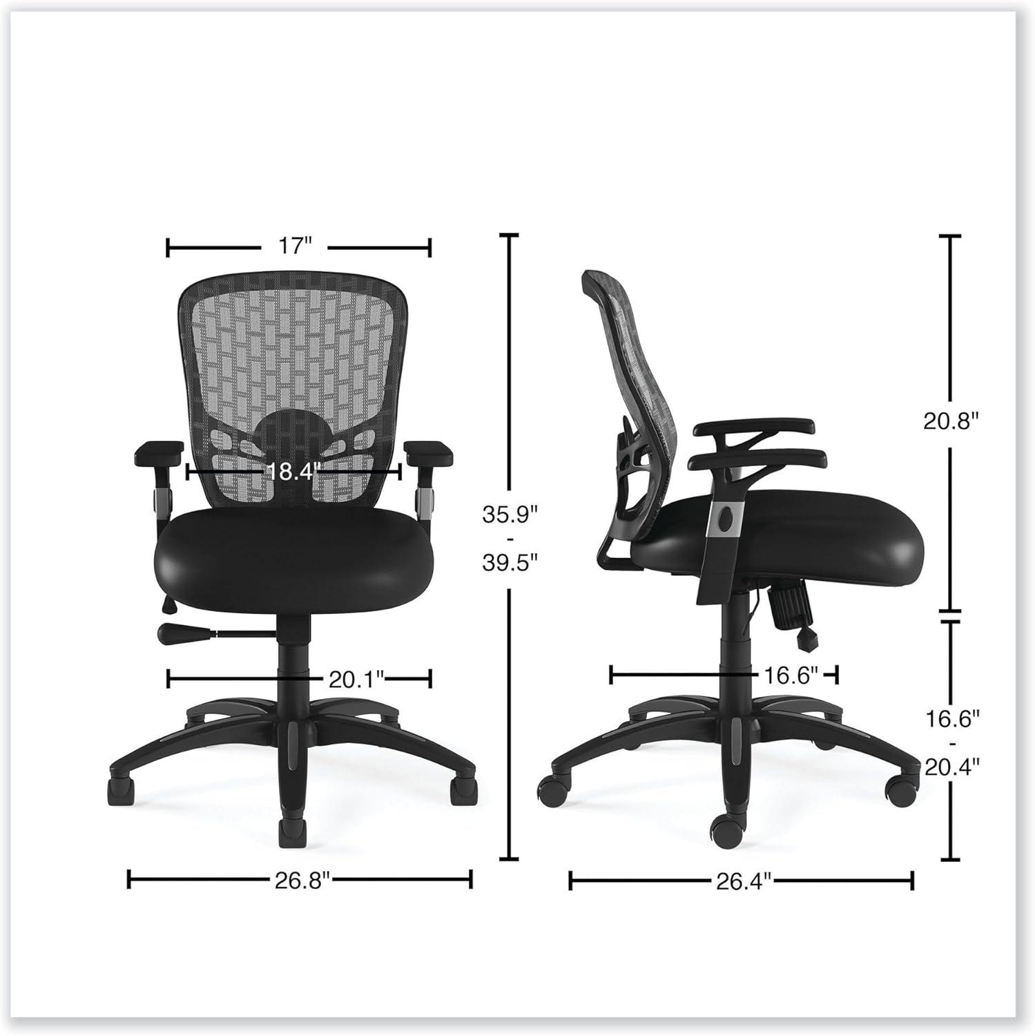 LuxComfort Black Mesh & Faux Leather Adjustable Task Chair