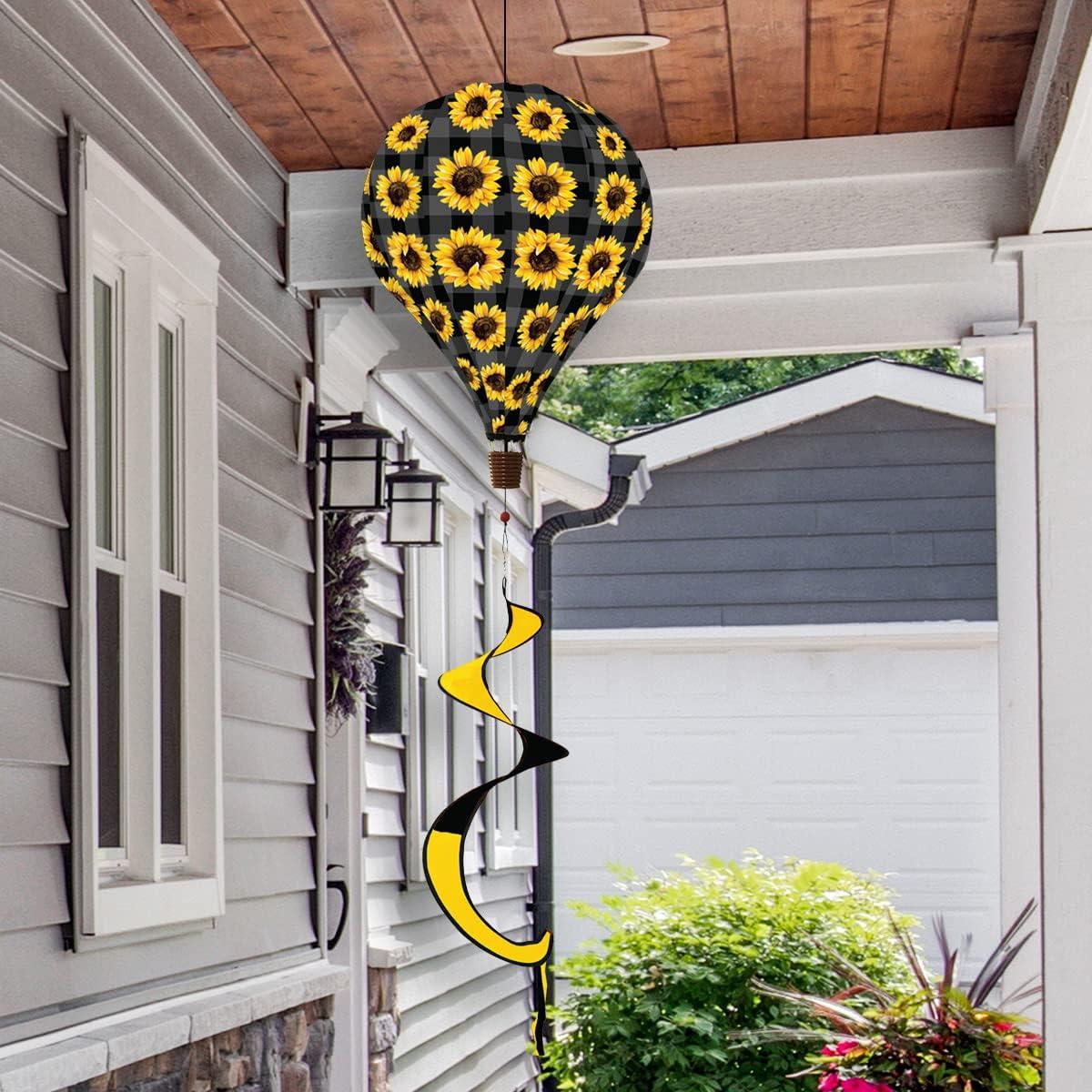 Briarwood Lane Everyday Sunflowers Hot Air Balloon Windsock Wind Twister 54x12