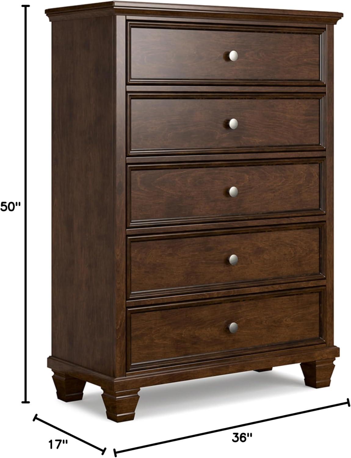 Danabrin Dark Brown 5-Drawer Chest with Dovetail Drawers