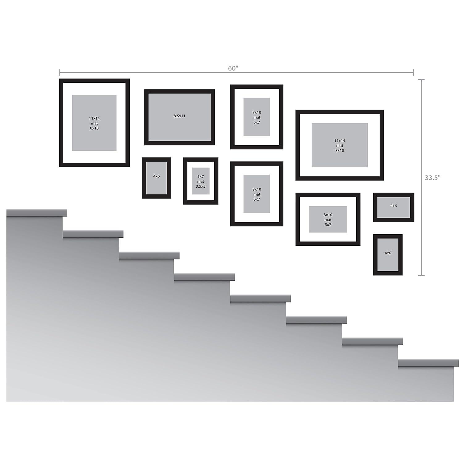 DesignOvation Gallery Rectangle Wood Wall Frame, 11x14 matted to 8x10, Walnut Brown