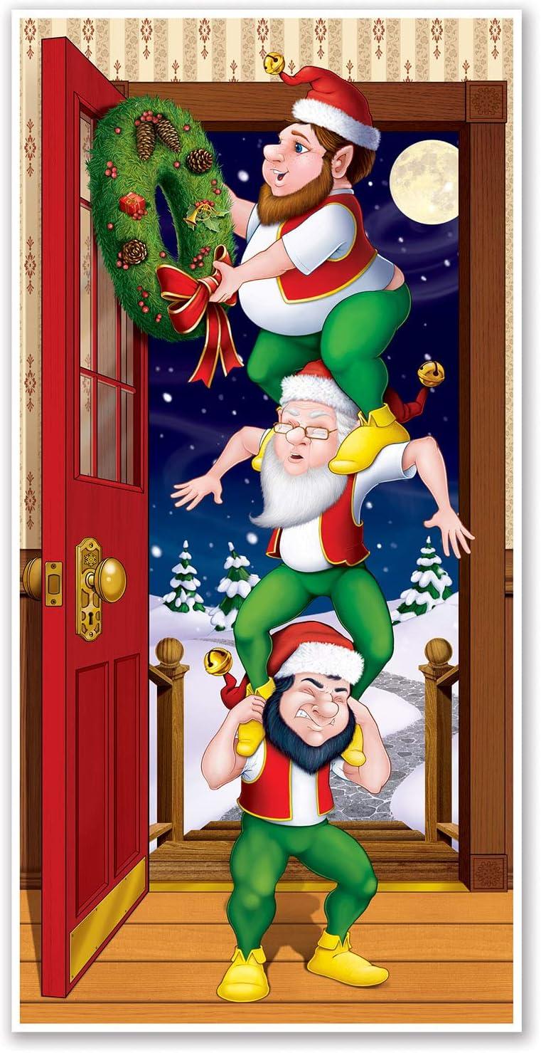 Beistle Christmas Elves Door Cover, 5' x 30", (2/Pkg) Multicolored