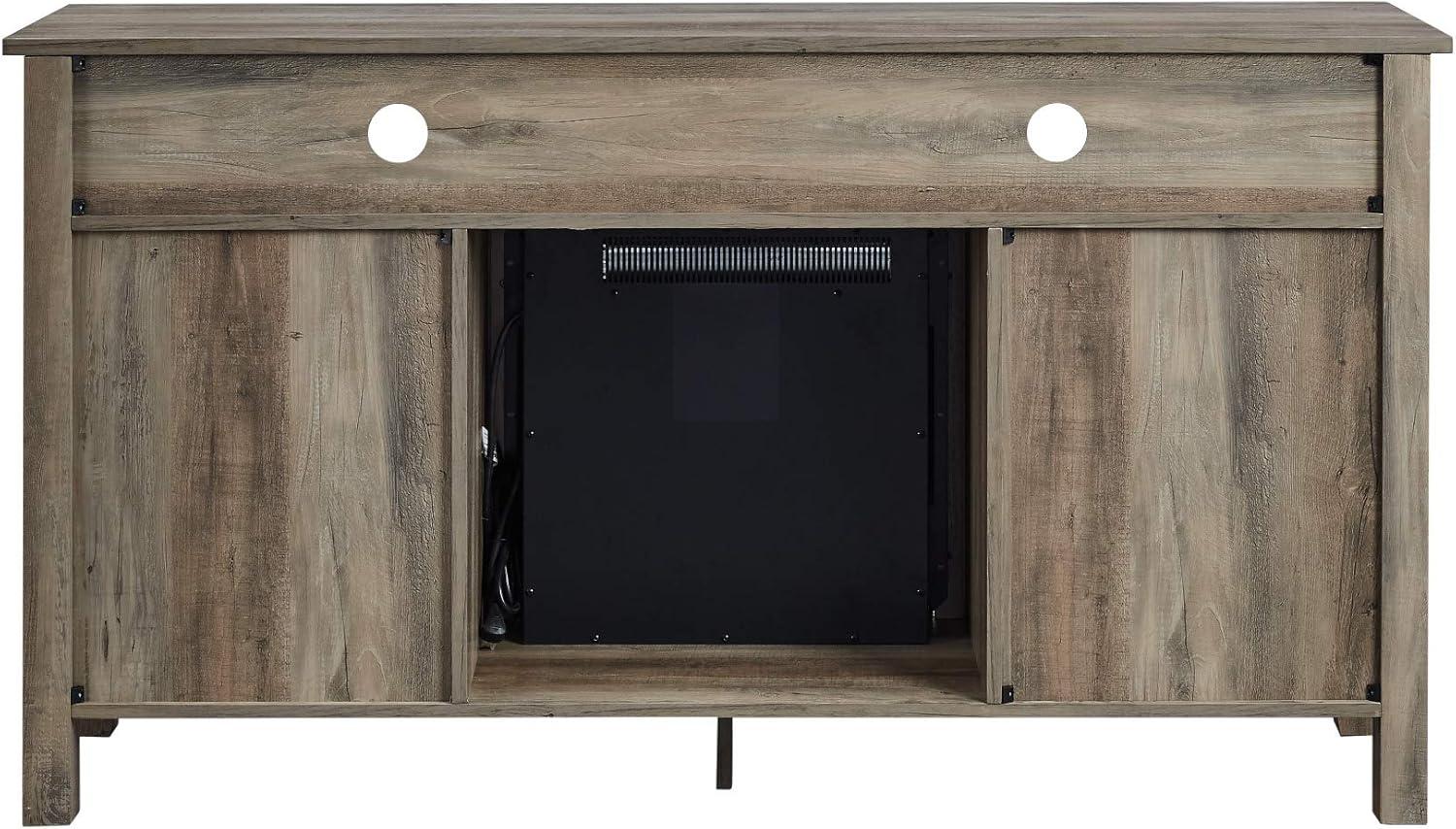 Wasatch 58" Transitional Fireplace Glass Wood TV Stand in Gray Wash