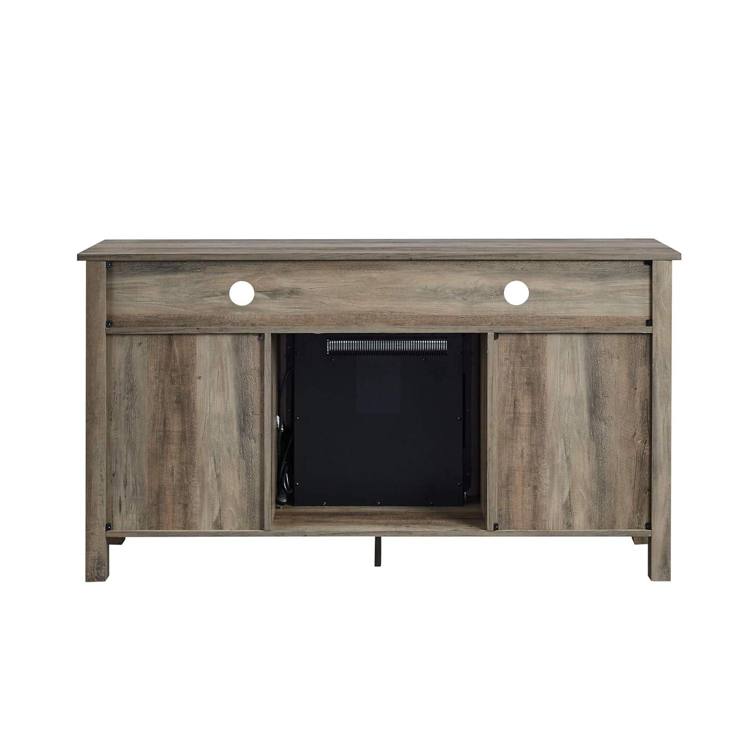Wasatch 58" Transitional Fireplace Glass Wood TV Stand in Gray Wash