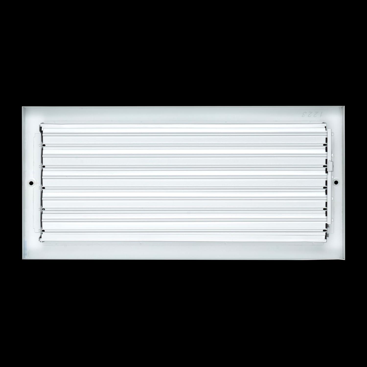 Fits 14x6 Duct Opening | Steel Baseboard Air Supply Grille with Multi-Shutter Damper | Air Register Vent Cover Grill | White | Outer Dimensions: 15-1/4" x 7-1/4"