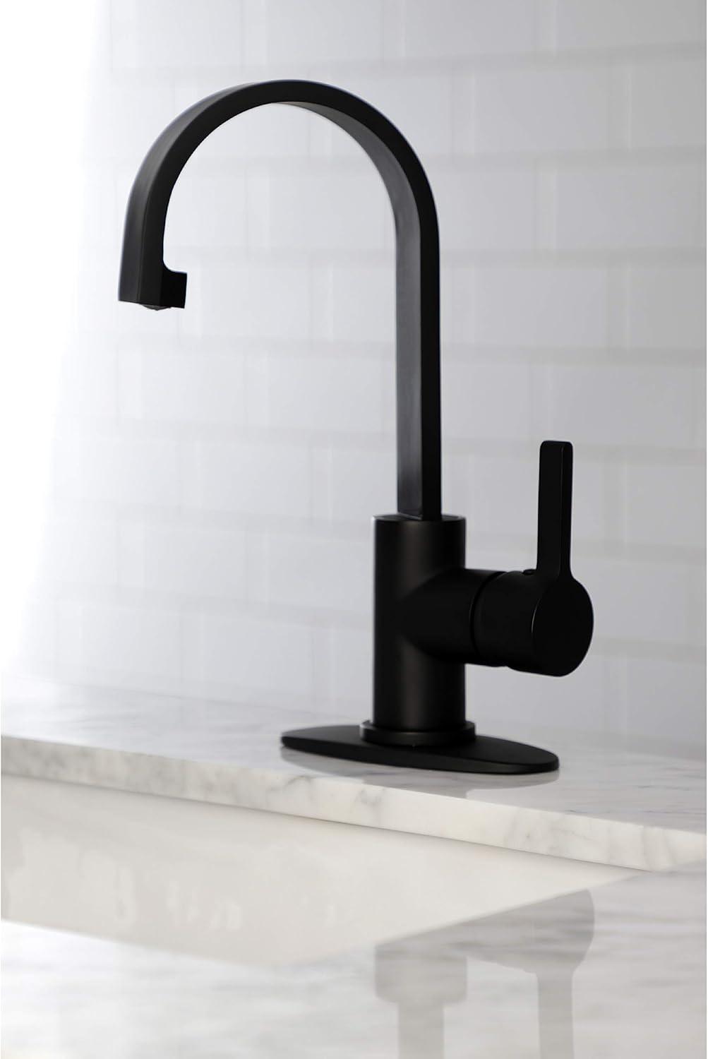 Matte Black Single-Handle Bar Faucet with High Spout