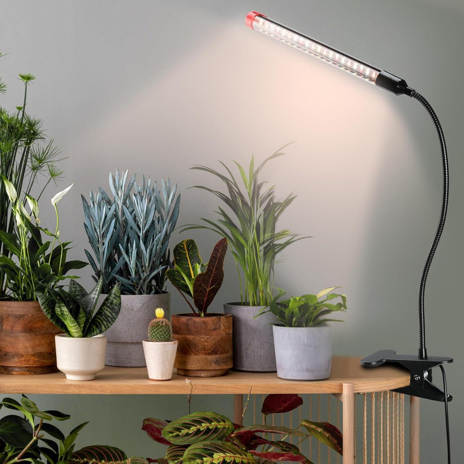 Adjustable LED Clip-On Grow Light with Timer for Indoor Plants