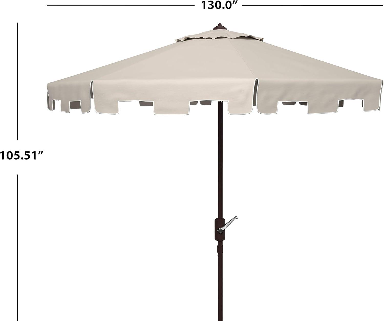 Zimmerman 11Ft Round Market Umbrella - PAT8100 - Beige/White - Safavieh