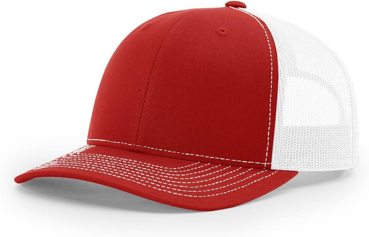 Richardson - Adjustable Snapback Trucker Cap - 112 - Red/ White - Size: OSFM