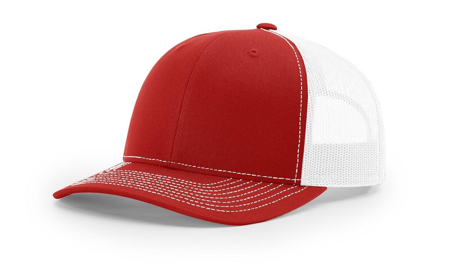 Richardson - Adjustable Snapback Trucker Cap - 112 - Red/ White - Size: OSFM