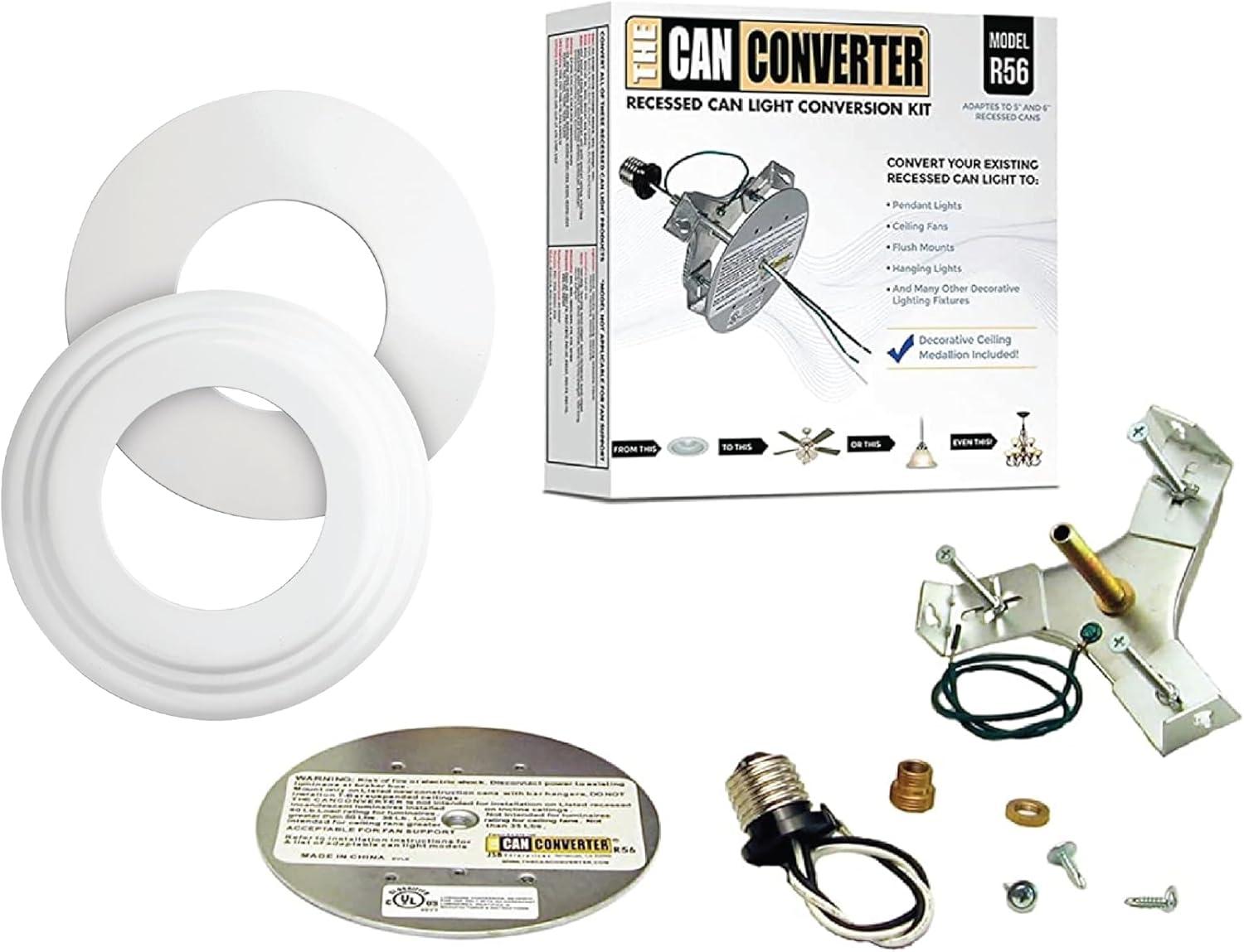 White Gloss Recessed Can Light Conversion Kit with Medallion