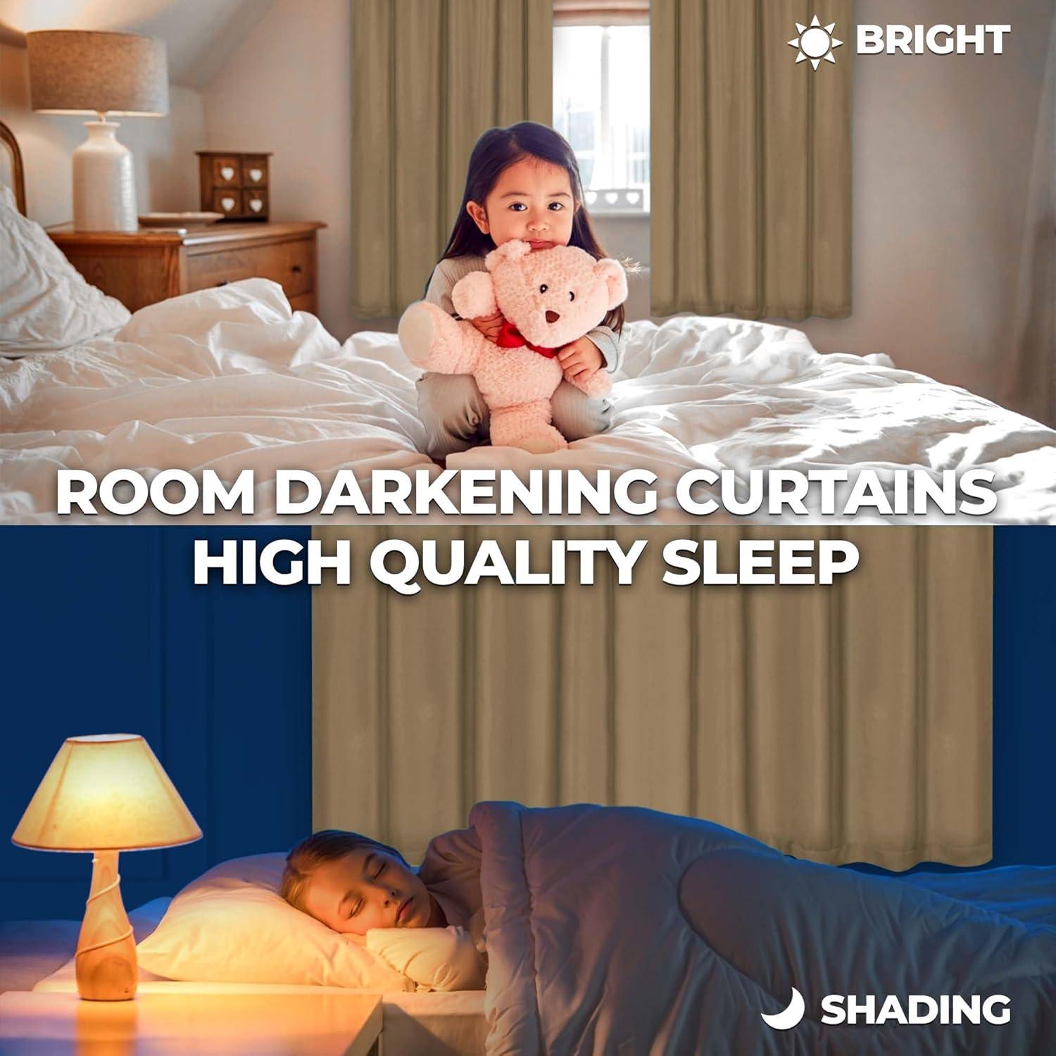 Classic Modern Solid Room Darkening Semi-Blackout Curtains, Grommets, Set of 2, 52"x63", Smoked Ash - Blue Nile Mills