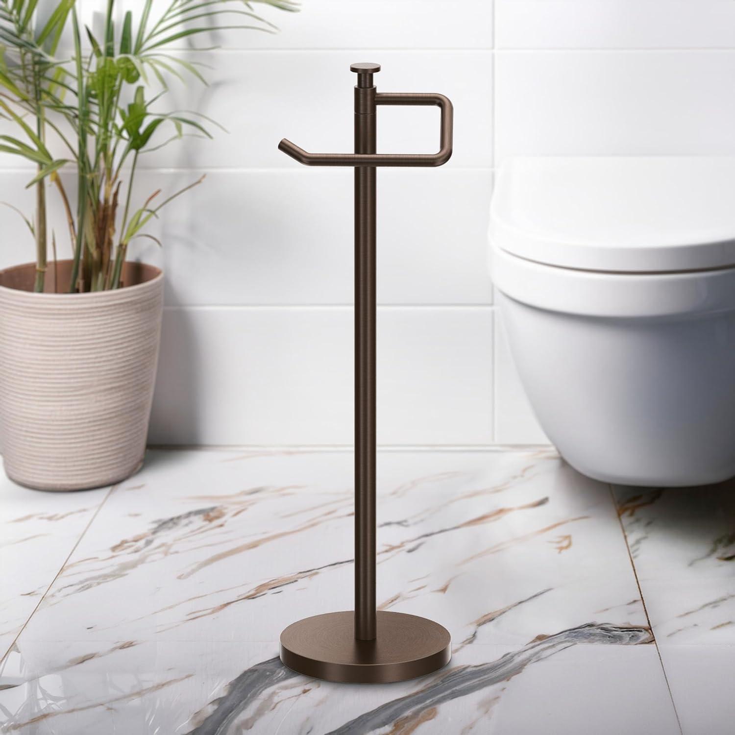 Free Standing Toilet Paper Holder with Weighted and Padded Base | 23.68"H Toilet Paper Roll Holder Stand for Bathroom