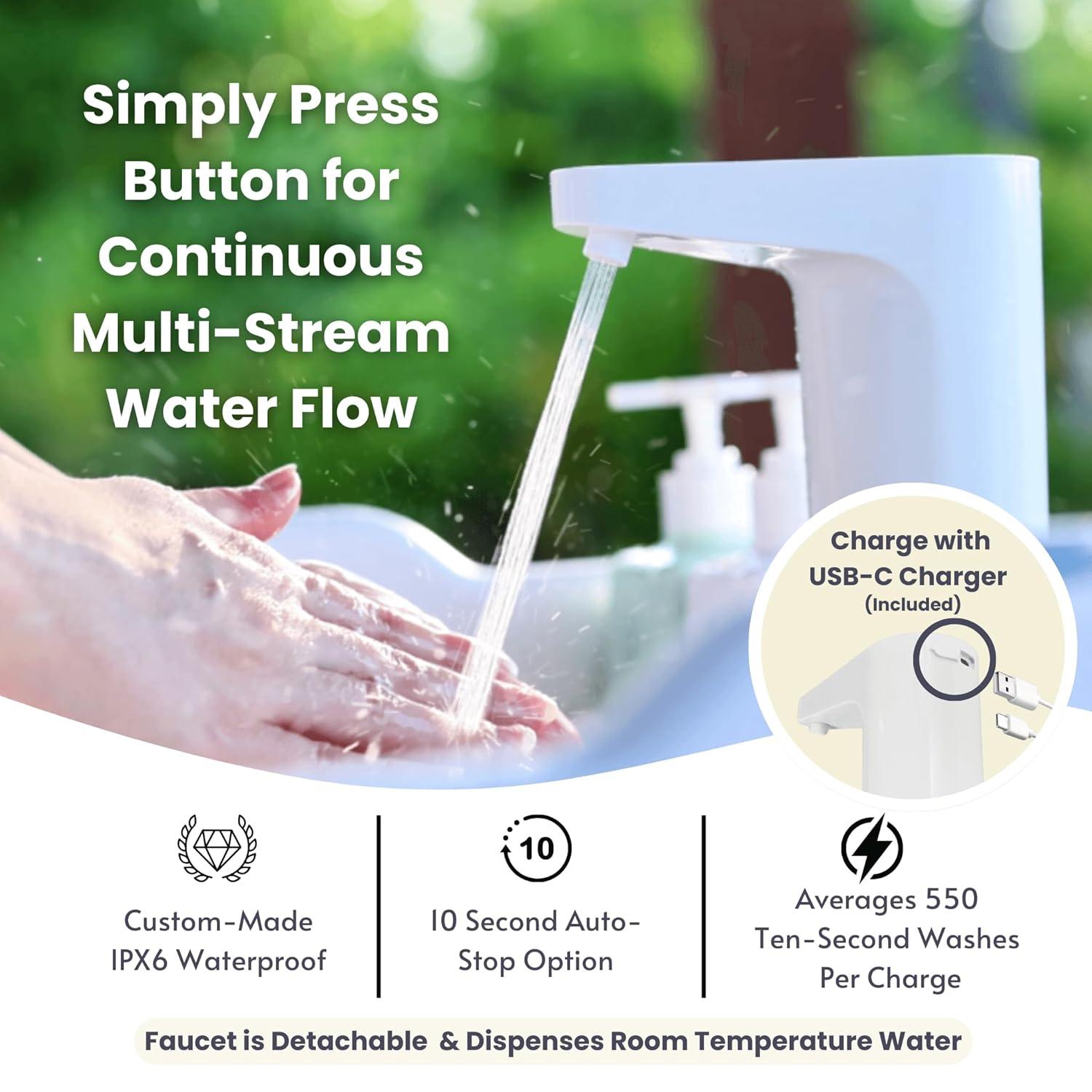 Mighty Sink Portable Sink: Patented Wash Station with Electronic Faucet | 2 Gallons | Easy Setup | Indoor & Outdoor Use | Ideal for Dishwashing, Camping Hygiene, Gardening, Pottery & More