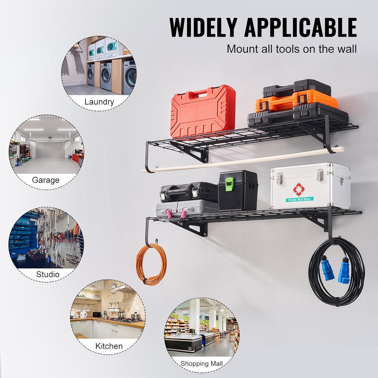 Vevor QXCKGBDHSSC48L638V0 4 x 1 ft. Wall Mounted Garage Storage Shelving - Pack of 2