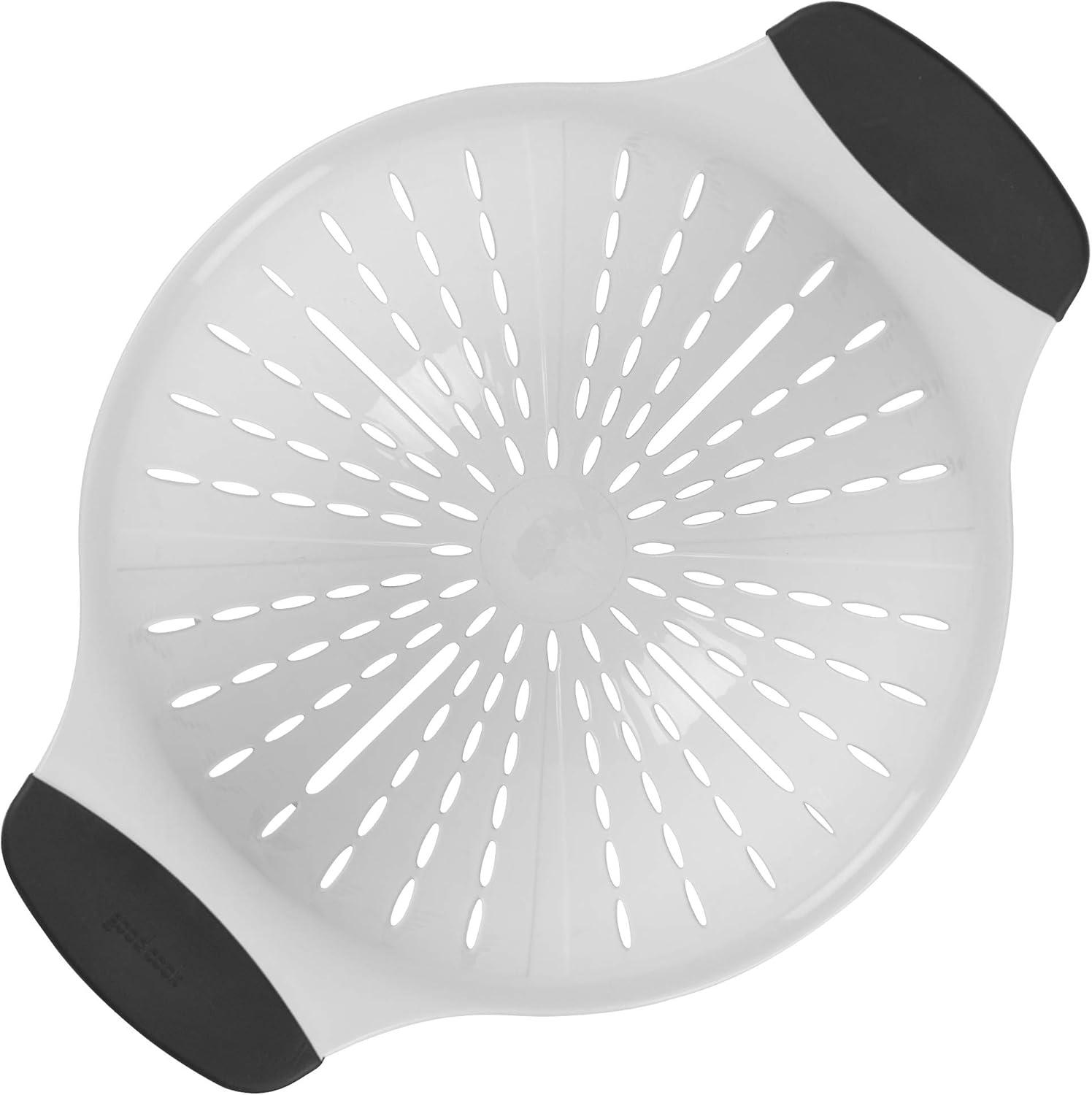 White Plastic Colander with No-Slip Handles