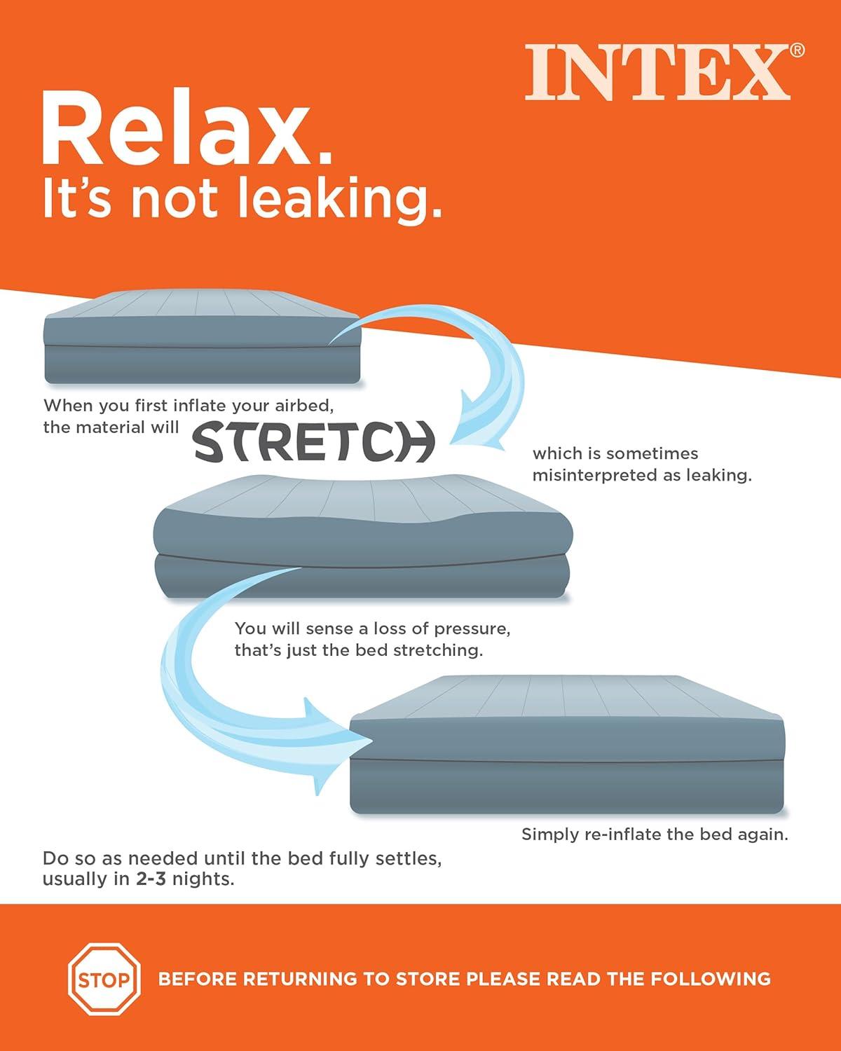 Intex Queen Dura-Beam Prestige Airbed with Battery Pump, 10" Thick