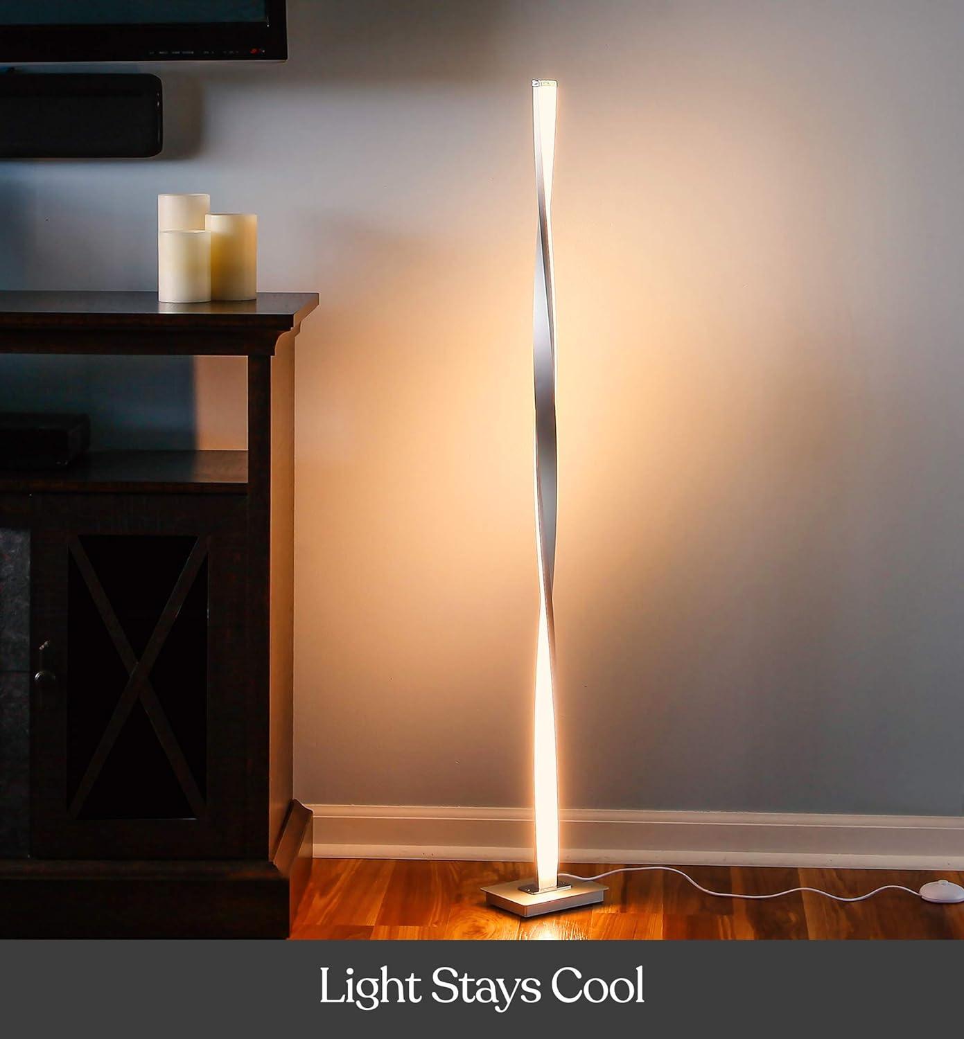 Helix 48" Platinum Silver LED Modern Floor Lamp with 3-Way Dimming