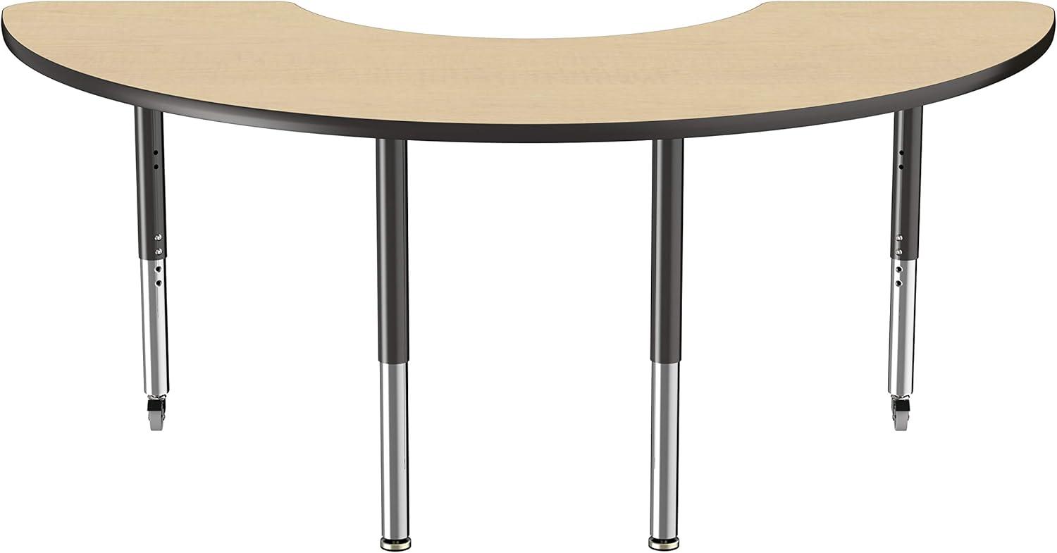 36" x 72" Half Moon T-Mold Activity Table with Adjustable Legs