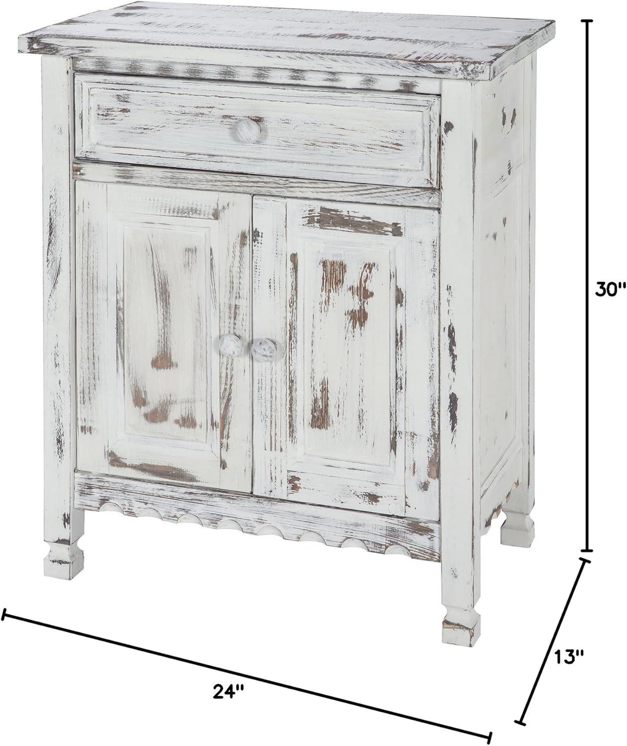 1-drawer Storage Cabinet Hardwood White - Alaterre Furniture: Country Cottage, Dental Work, Pine Frame