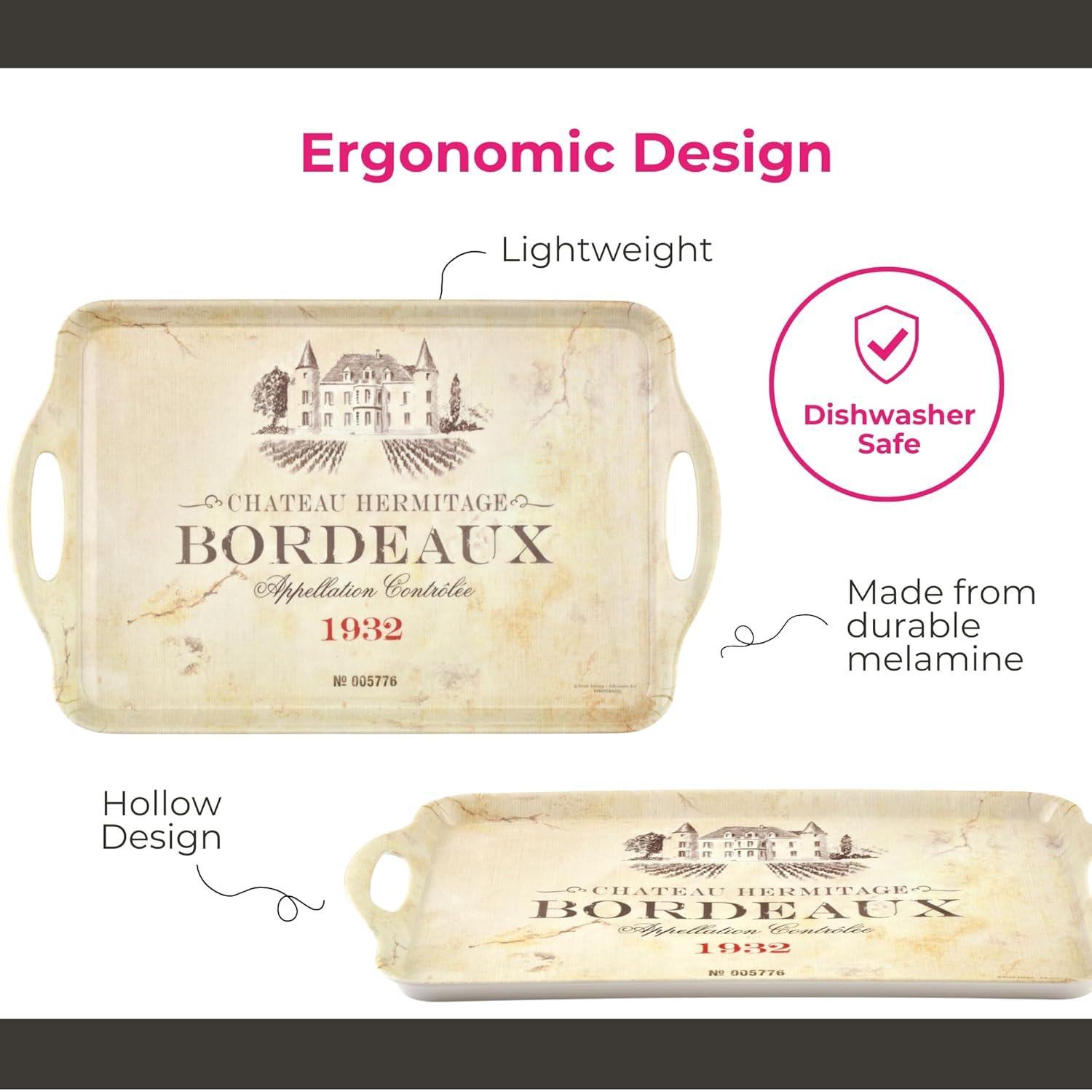 Pimpernel Pimpernel Vin De France Large Melamine Hndld Tray 18.9 X11.6"