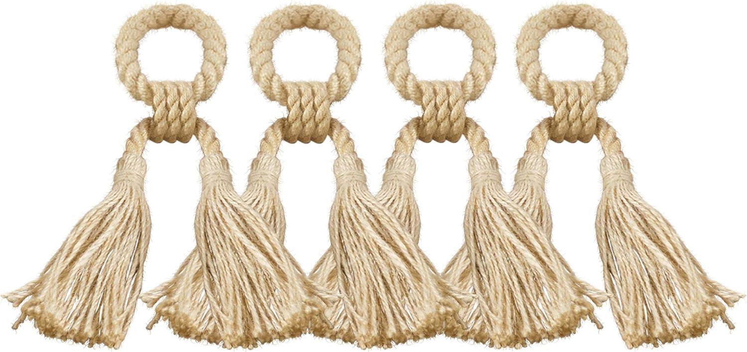 Saro Lifestyle Jute Tassel Napkin Rings (set of 4)