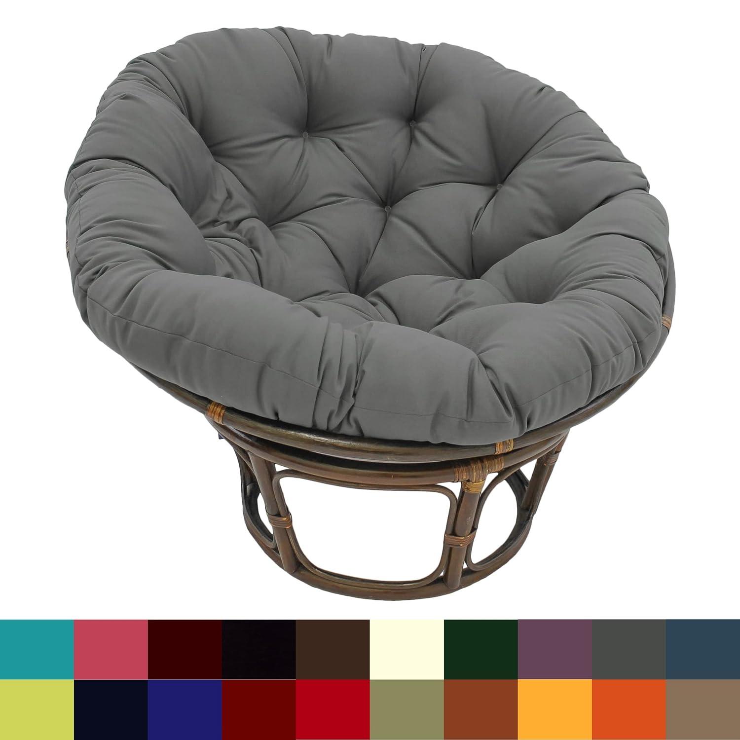 42" Rattan Papasan Chair with Solid Twill Cushion Sage - International Caravan: Handmade, Walnut Finish, Comfy