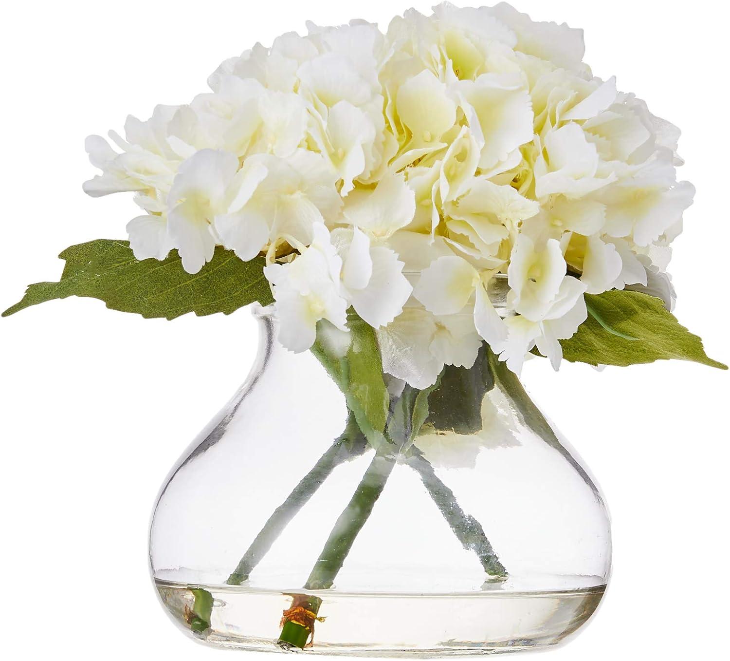 Blooming Hydrangea with Vase, Cream - Nearly Natural: Elegant Faux Hydrangea Arrangement, Indoor Spring Decor