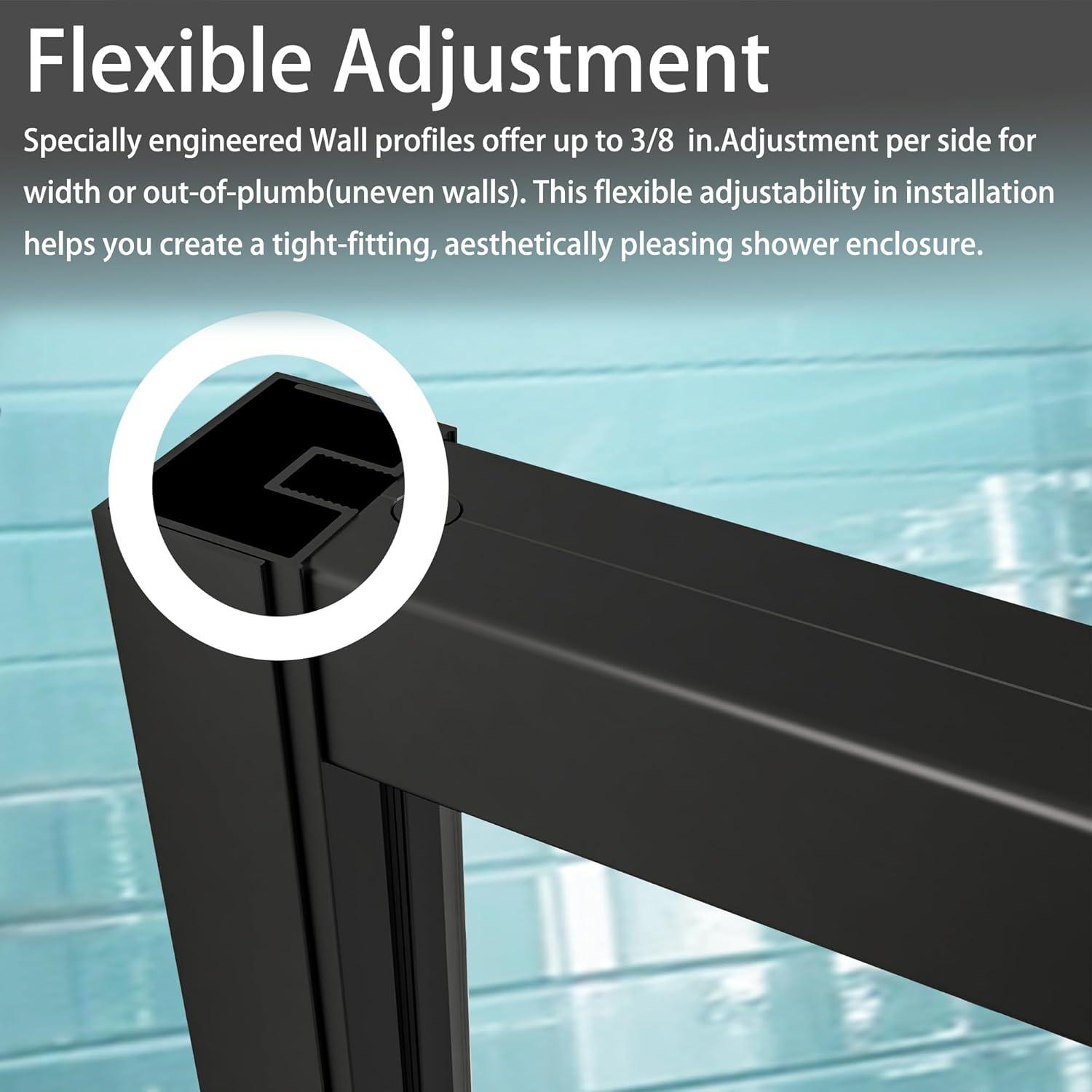 44-48 in.W x 72 in.H Semi-Frameless Sliding Shower Door Clear SGCC Tempered Glass.