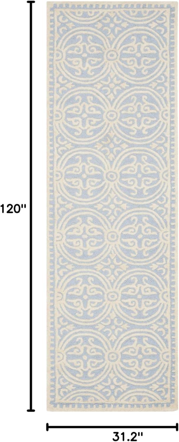 SAFAVIEH Cambridge Leslie Geometric Wool Runner Rug, Black/Ivory, 2'6" x 10'