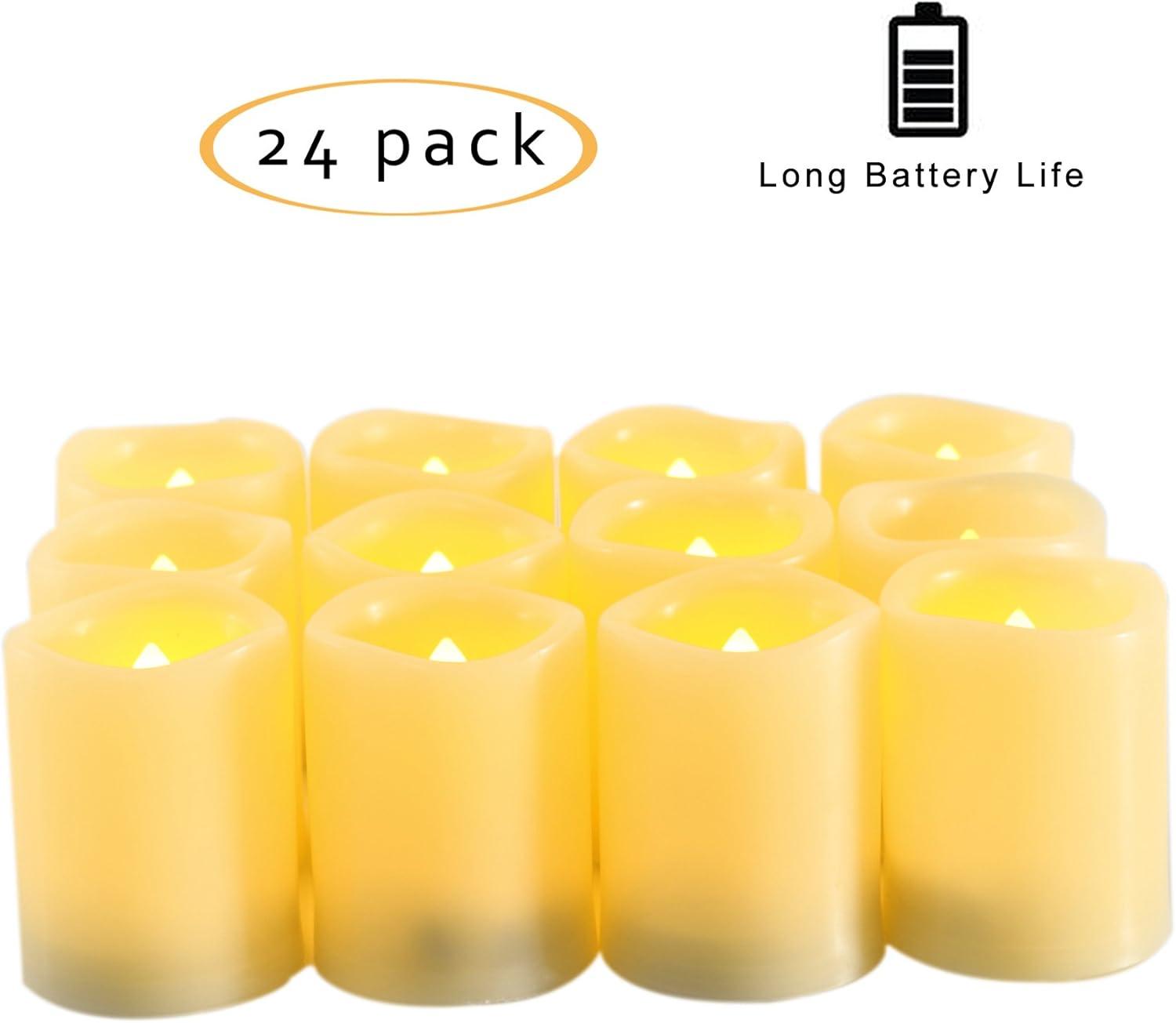 Candle Choice Set of 24 Premium Flameless Votive Candles, Battery Operated, LED Candles, Long Battery Life 120+ Hours, Batteries Included