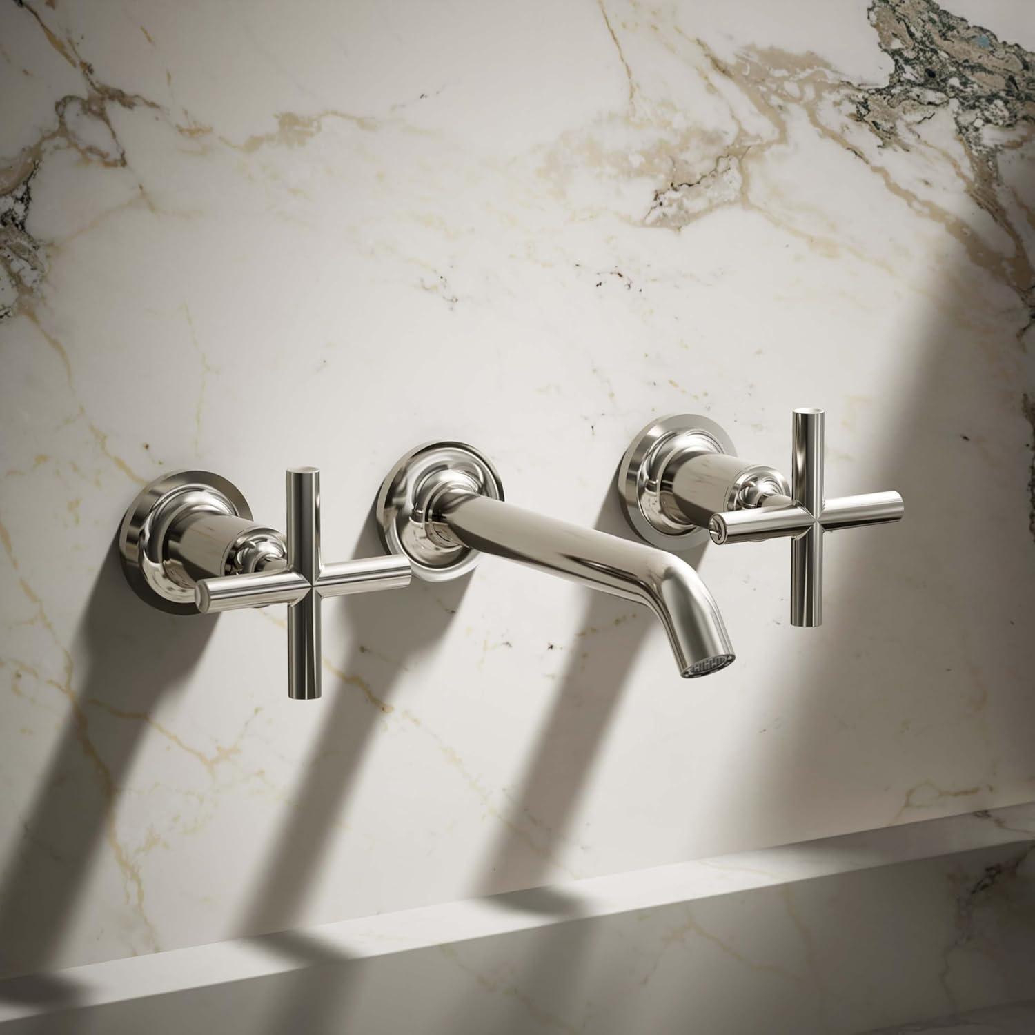 Kohler ® Purist ® Polished Nickel Wall-Mounted Bathroom Sink Faucet and Handles