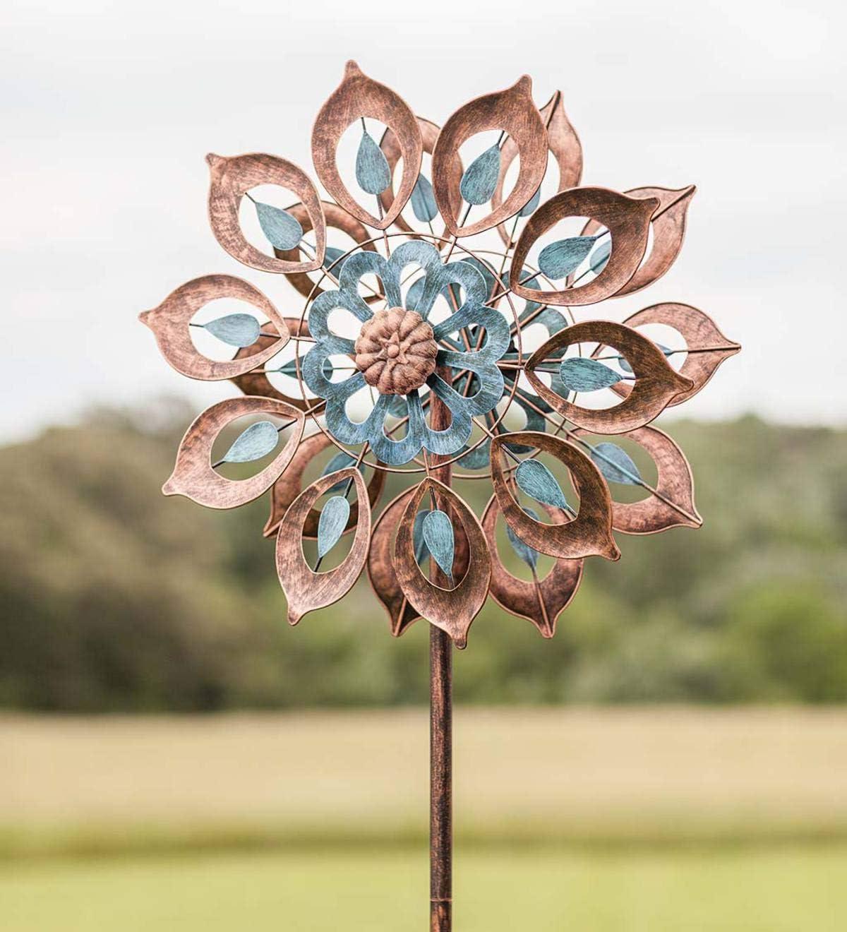 Copper Lily Metal Garden Wind Spinner