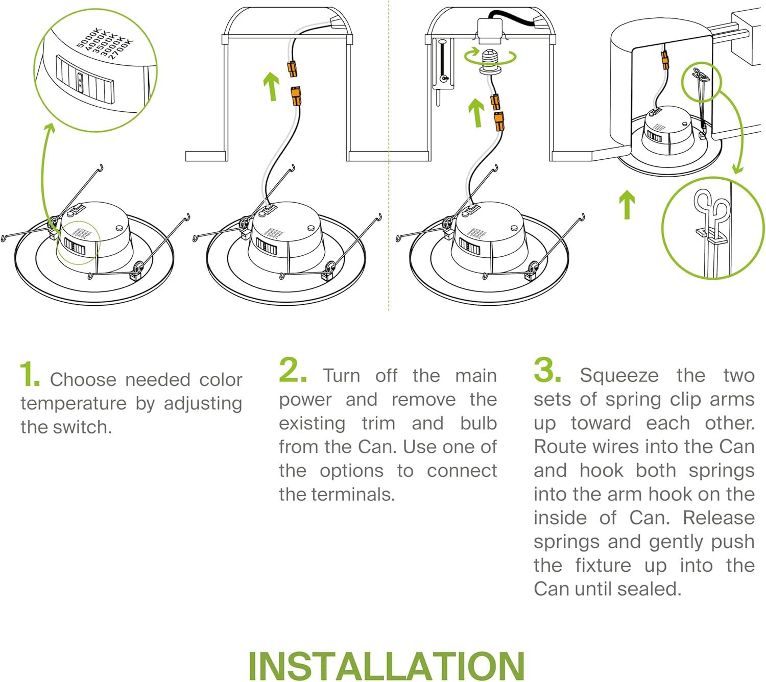 Black 6-Inch LED Recessed Lighting with Adjustable Color Temperature