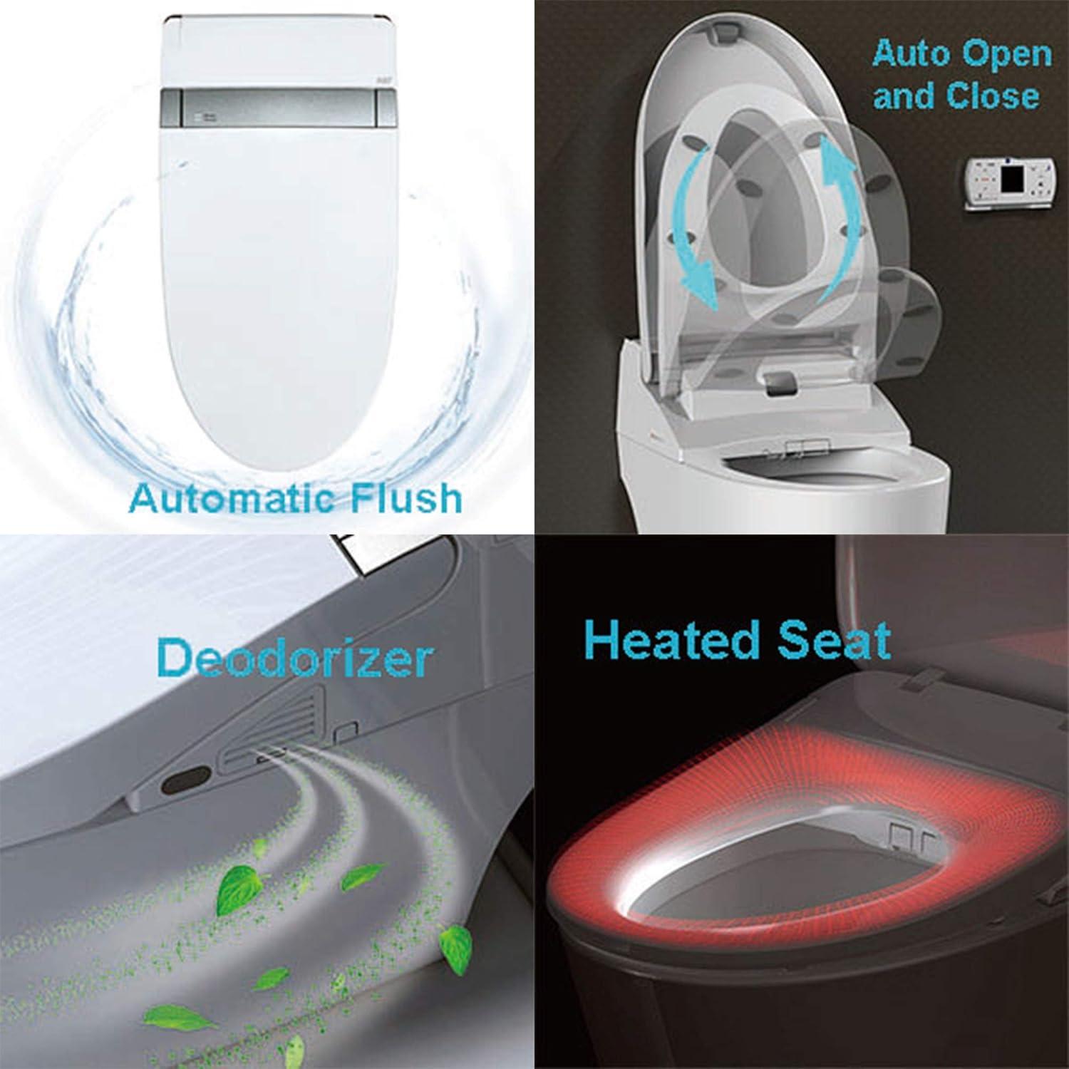 Auto Open/Close Smart Bidet Toilet with Built-in Tank, ADA Height, Auto/Blackout Flush, Heated Seat