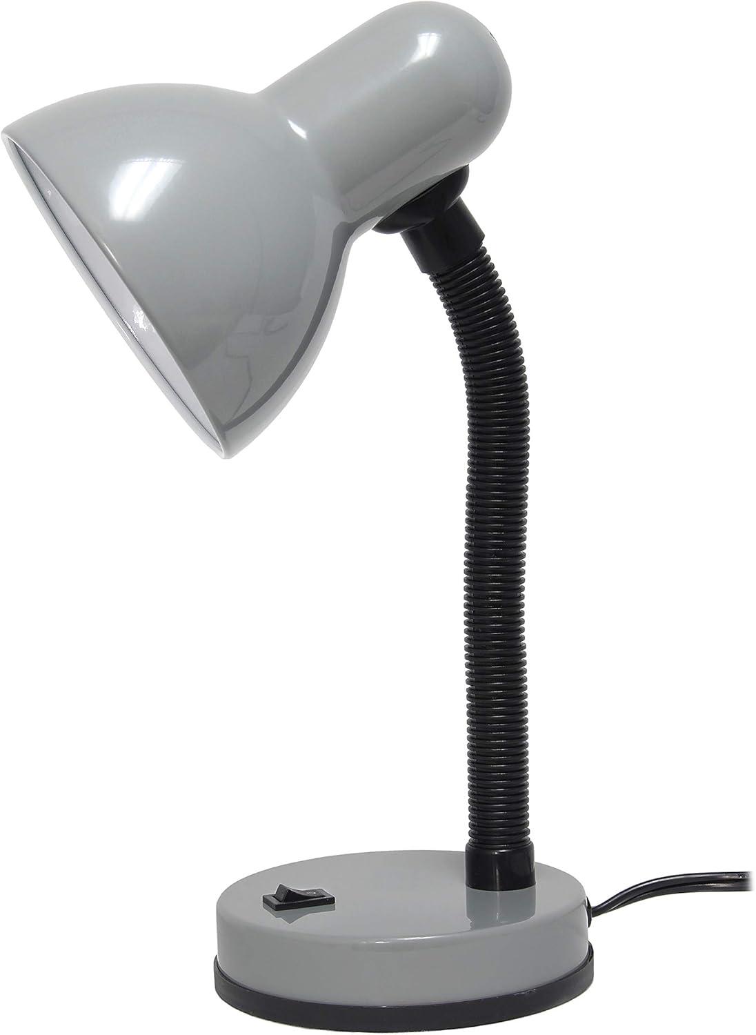 Basic Metal Desk Lamp with Flexible Hose Neck Silver - Simple Designs: ETL Listed, Adjustable, No Assembly Required