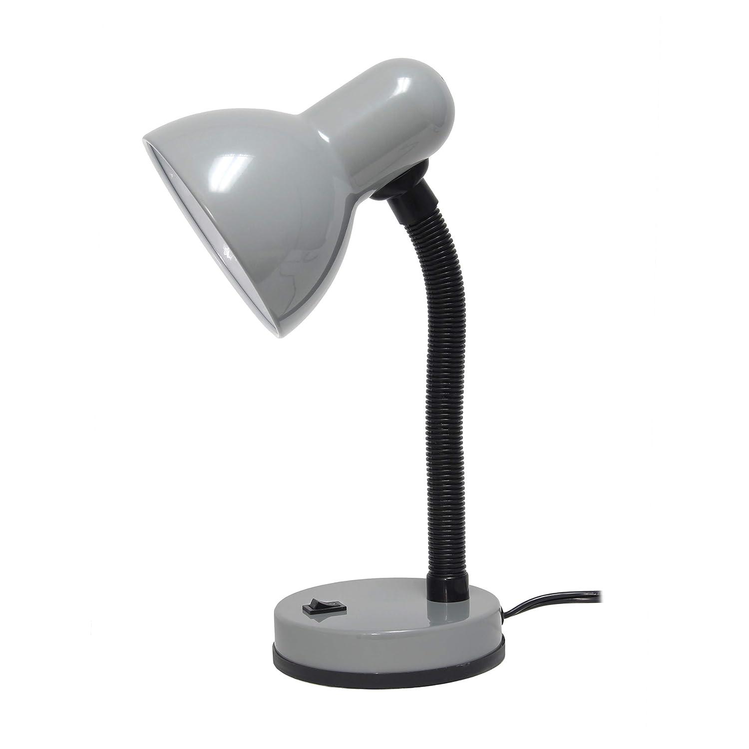 Basic Metal Desk Lamp with Flexible Hose Neck Silver - Simple Designs: ETL Listed, Adjustable, No Assembly Required