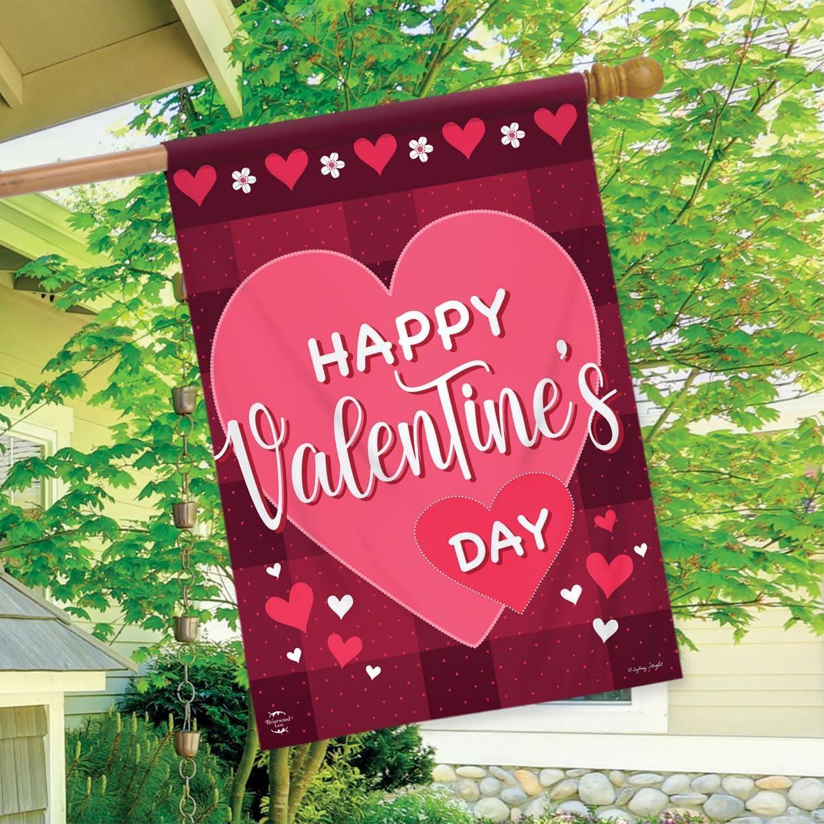 Happy Valentine's Day Double Sided House Flag 40" x 28" Briarwood Lane