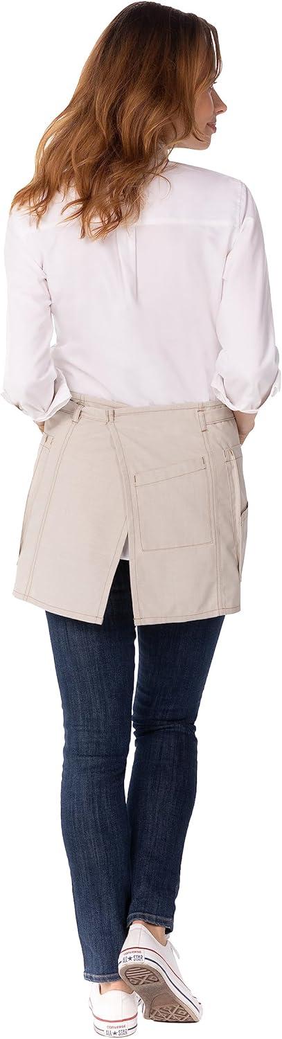 Natural Cotton Unisex Short Bib Apron with Pockets