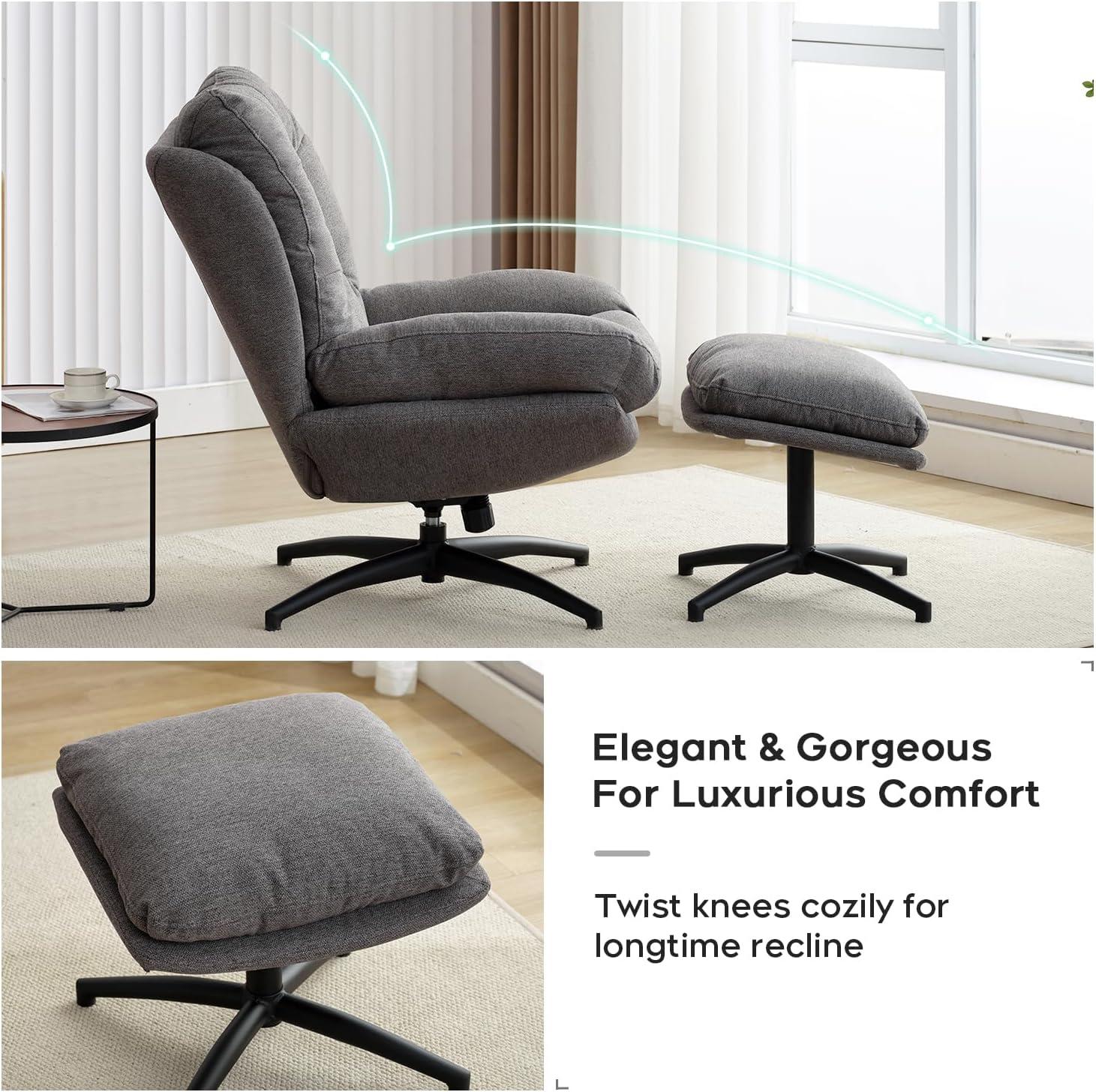 Othniel Green Swivel Accent Chair with Ottoman Rocker Glider Chairs Ottoman Footrest Set