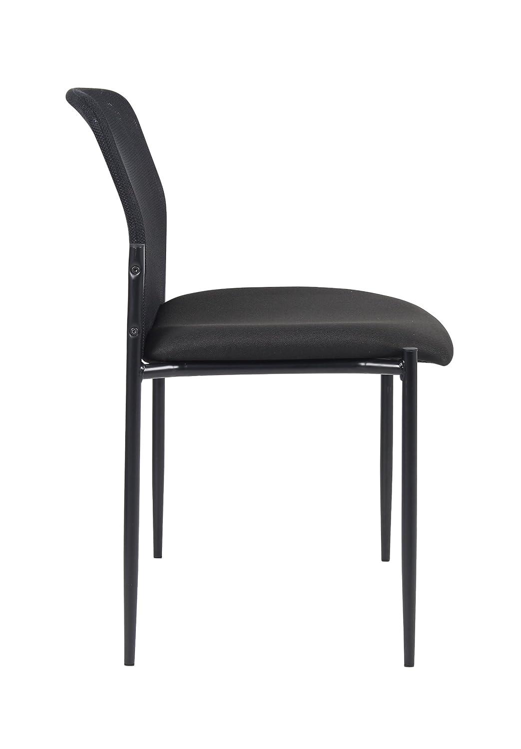 Mesh Guest Chair Black - Boss Office Products: Armless, Stackable, Metal Frame