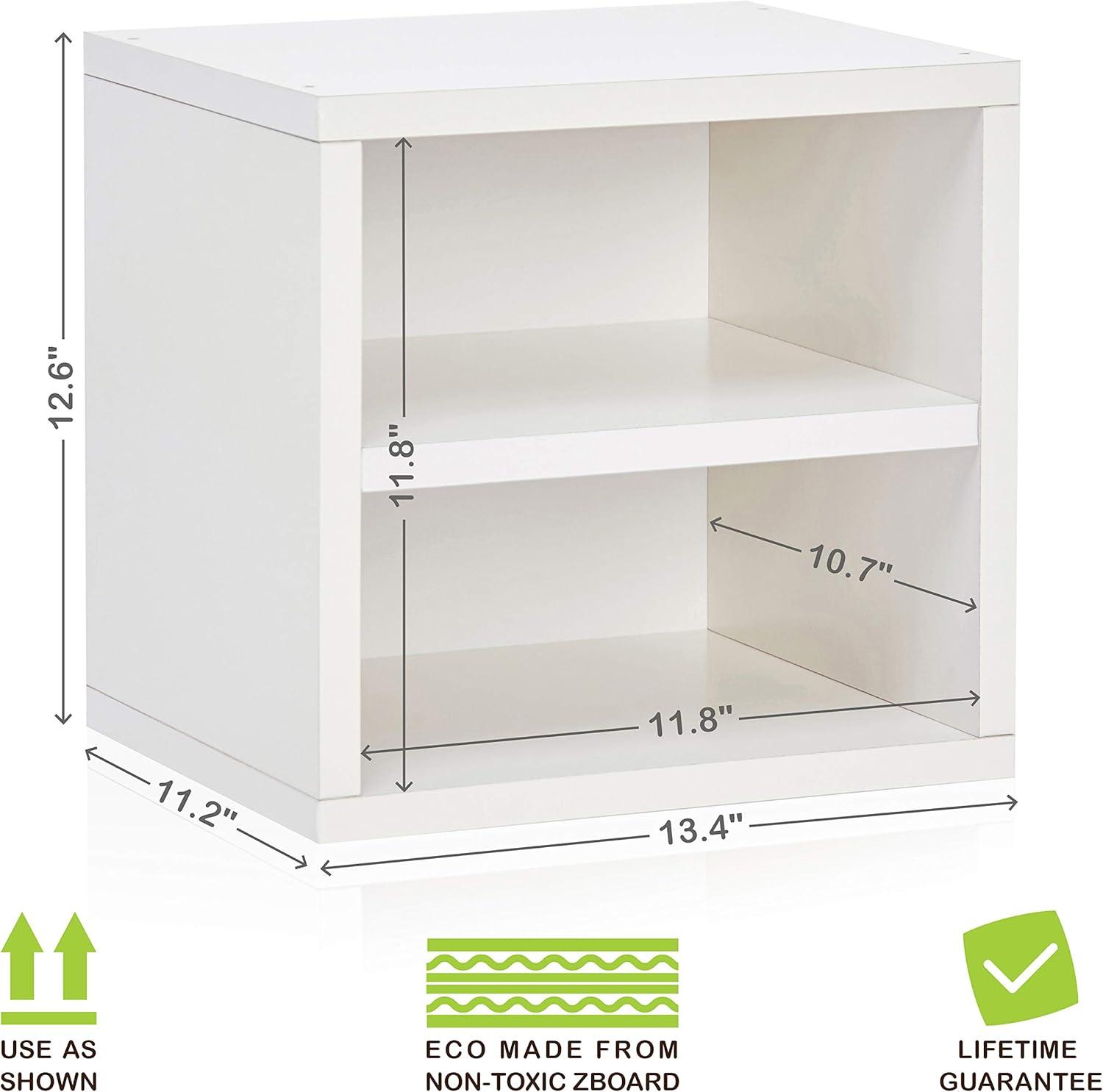 Way Basics Modular Connect Shelf Cube Cubby Storage Stackable Closet Organizer Display Shelf, White